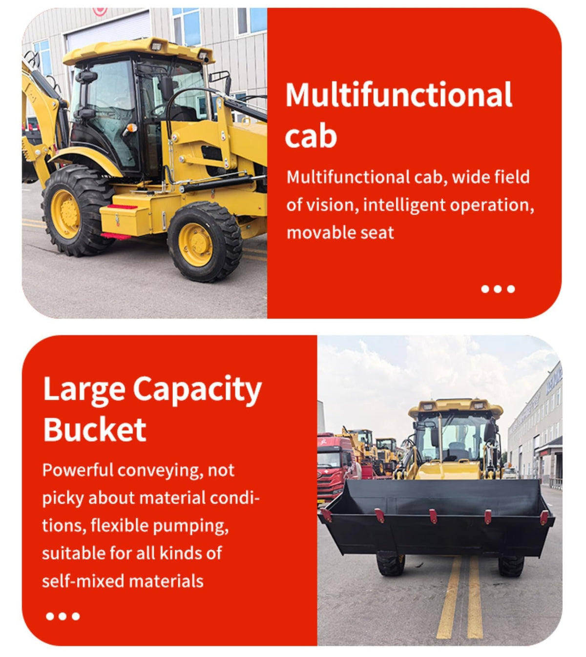 Multi-Functional Tractor Backhoe Loader Earth Moving Equipment Backhoe Machine with Front Bucket and Rear Digger Arm