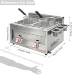 Dual 6.34Qt Tanks Countertop Gas Deep Fryer with 2 Baskets