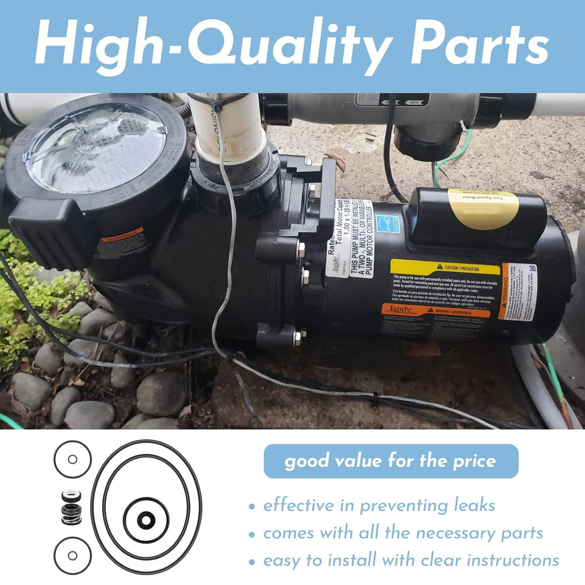 O-Ring Rebuild Repair Kit,for Pentair SuperFlo and SuperMax Pool Pumps Parts, Includes 2 Pump Union O-Rings, 2 Drain Plug O-Rings, Water Slinger, US Seal PS-200 Shaft Seal, and O-Ring Lube