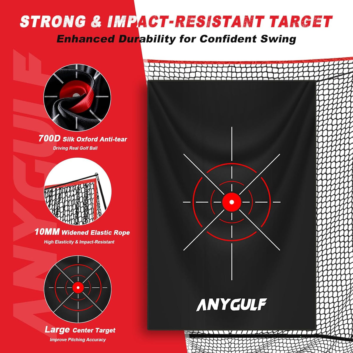 Pro Golf Net, 10x7ft Heavy Duty Golf Practice Net with Mat, Outdoor Indoor Hitting Nets with Noise Reduce Silk Target