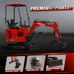 1.2 Ton Mini Excavator, 13.5HP Compact Digger with Canopy Shelter