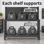 Metal Workbench with Pegboard, Heavy Duty 3-Tier Adjustable Shelf Tool Work Table, Multi-Purpose Workstation for