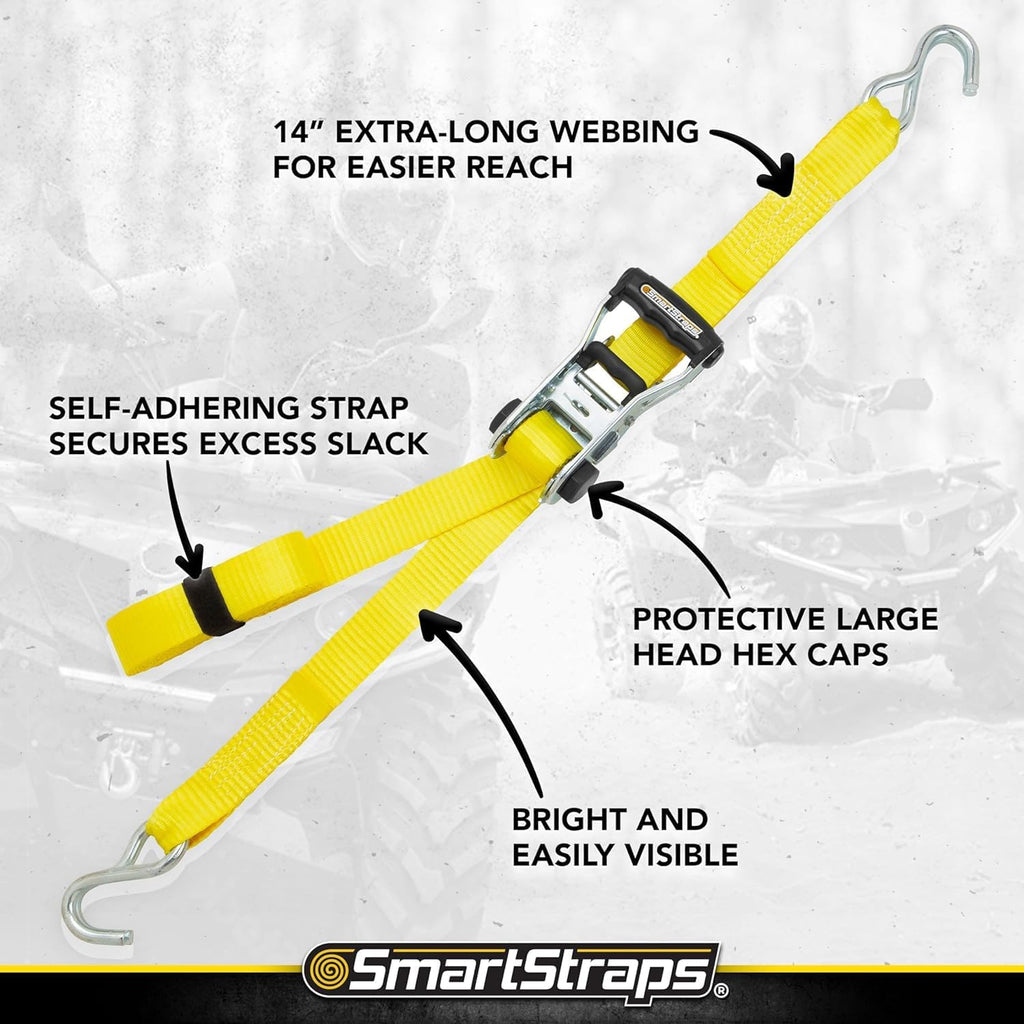 14’ Commercial Ratchet Tie Down Strap – 5,000lbs Break Strength, 1,667lbs Safe Work Load – Commercial Duty Tie Downs