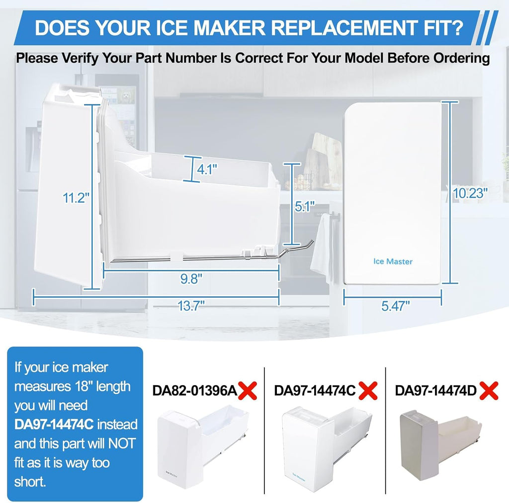 Upgraded RF24FSEDBSR RF23HSESBSR Ice Maker DA82-01397A Ice Bucket Compatible with Samsung Ice Maker Replacement DA97-13717A Refrigerator Ice Tray Ice Container Ice Bin PS11717778 Samsung Ice Bucket