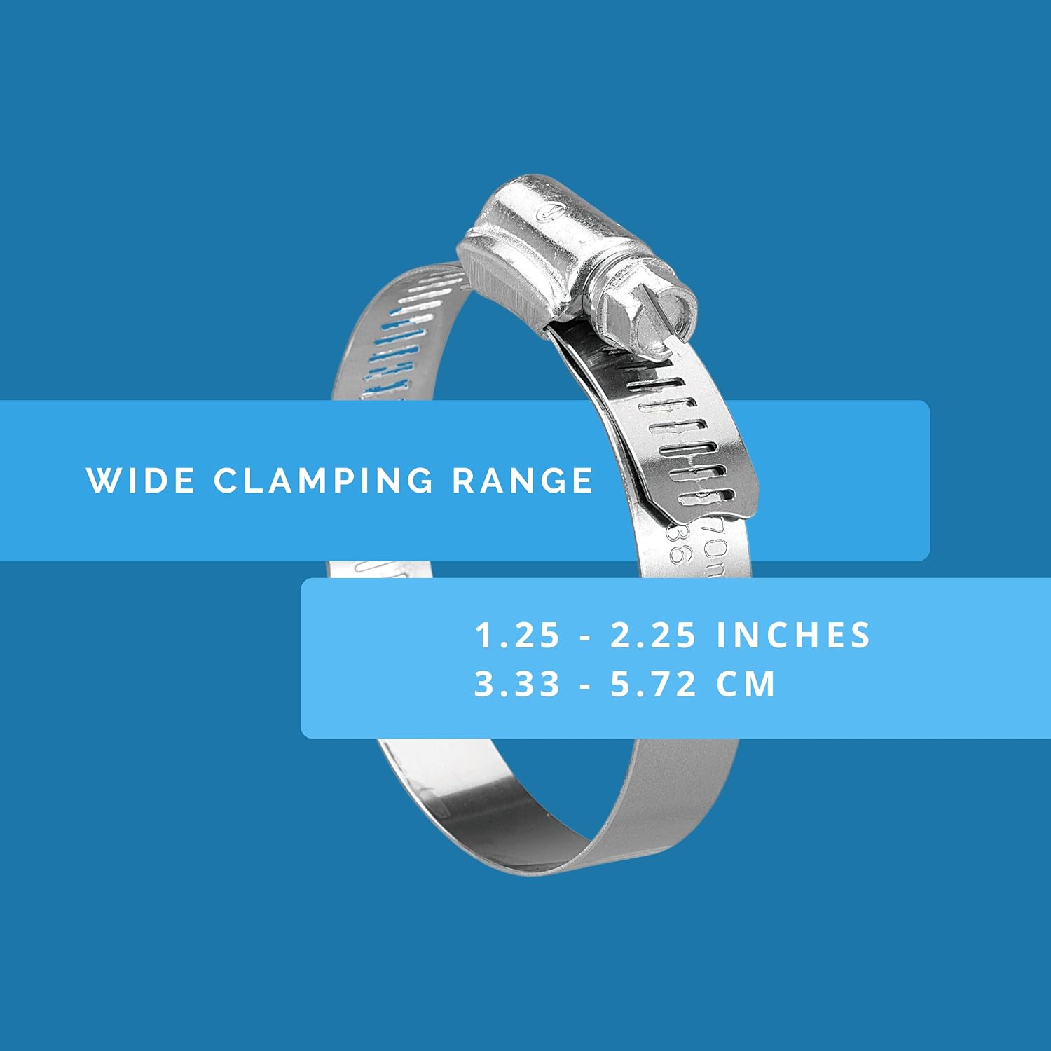 Hose Clamps, Hose Clamp Box of 10, Radiator Hose Clamp, Silver, Size SAE 28