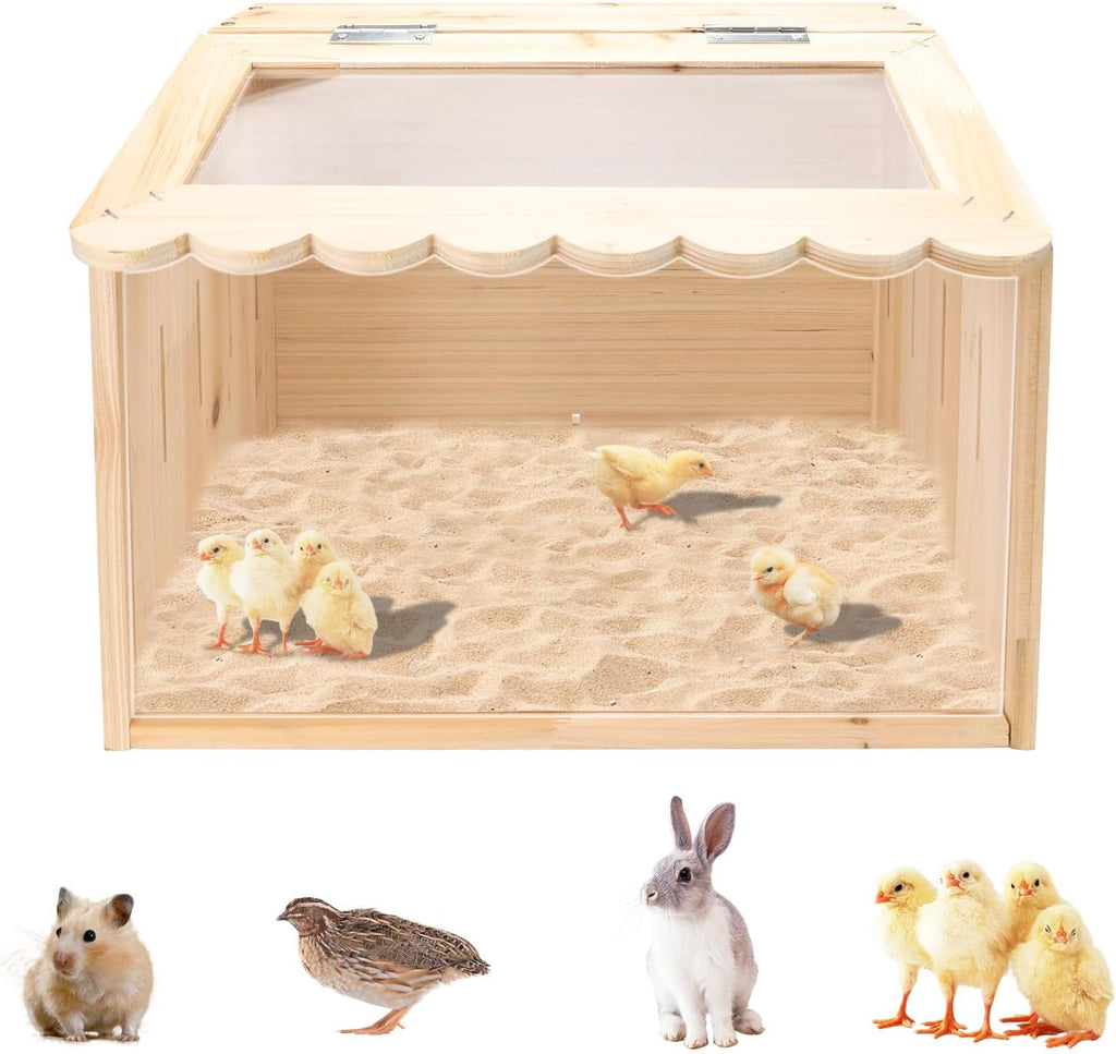 Chicken Brooder Box, Large Wooden Brooder Box for Chicks, Chick Brooder Baby Chicken Supplies, Animal Playpen with