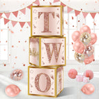 3Pcs 2nd Birthday Decorations Balloon Gift Boxes for Girls