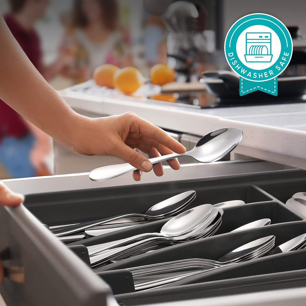 16-Piece Stainless Steel Teaspoons - Spoons Silverware Set for Home, Kitchen or Restaurant, Mirror Polished