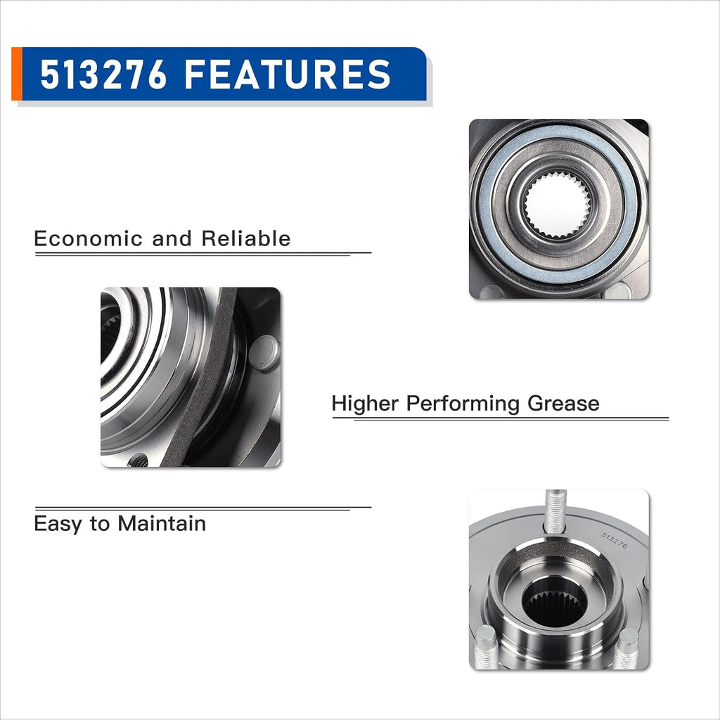 PAROD 513276 [Set of 2] Front Wheel Hub Bearing Assembly Compatible with 2007-2009 Chevy Equinox, Pontiac Torrent, Suzuki XL-7, 2008-2010 Saturn Vue, 2012-2015 Captiva Sport, 5 Lugs w/ABS