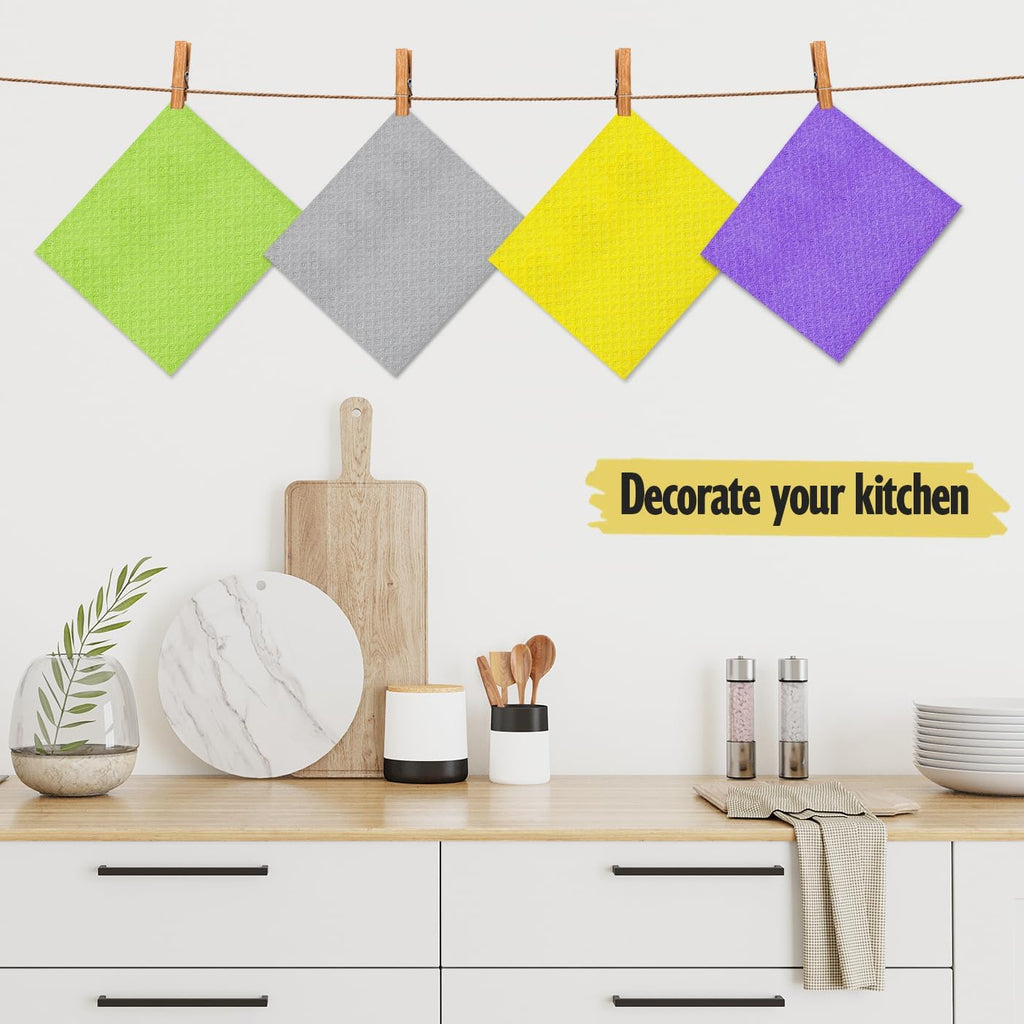Swedish Dishcloths for Kitchen, 10 Pack Cellulose Sponge Cloths