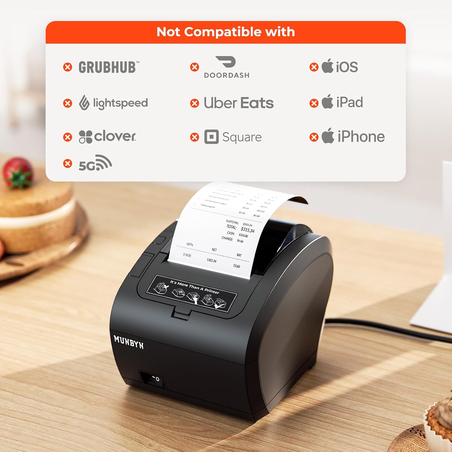 WiFi Receipt Printer P047 with USB Port, 80mm WiFi POS Printer | Compatible with Mac Windows Chromebook Linux and