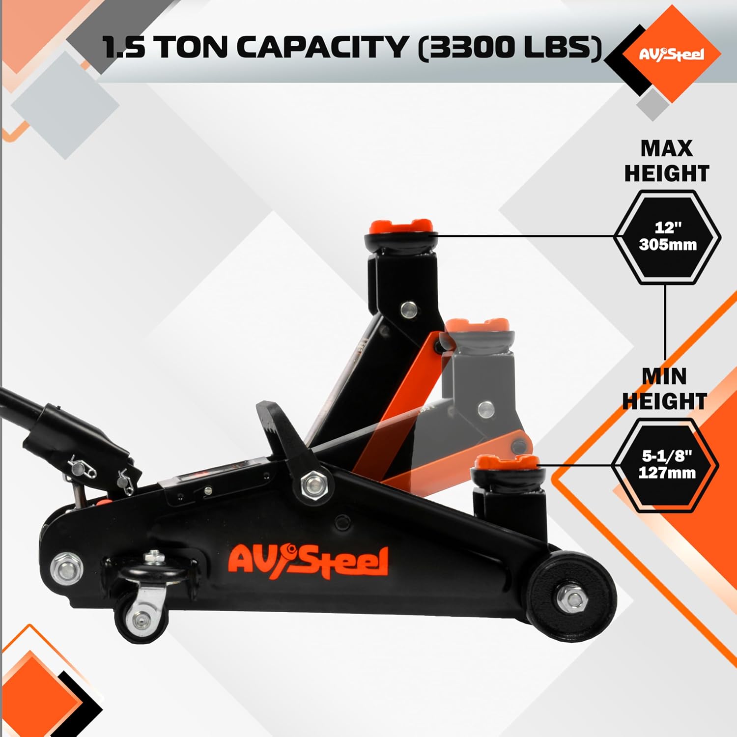 Floor Jack 1.5 Ton (3300 lbs), Hydraulic Trolley Jack with Solid Storage Case, Hydraulic Jack for Car with Single