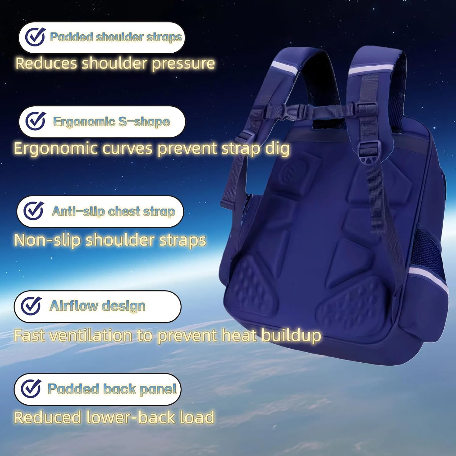 Kids Backpack for Kids, Lightweight Waterproof Blue Backpack for School, Astronaut-themed Kindergarten Elementary