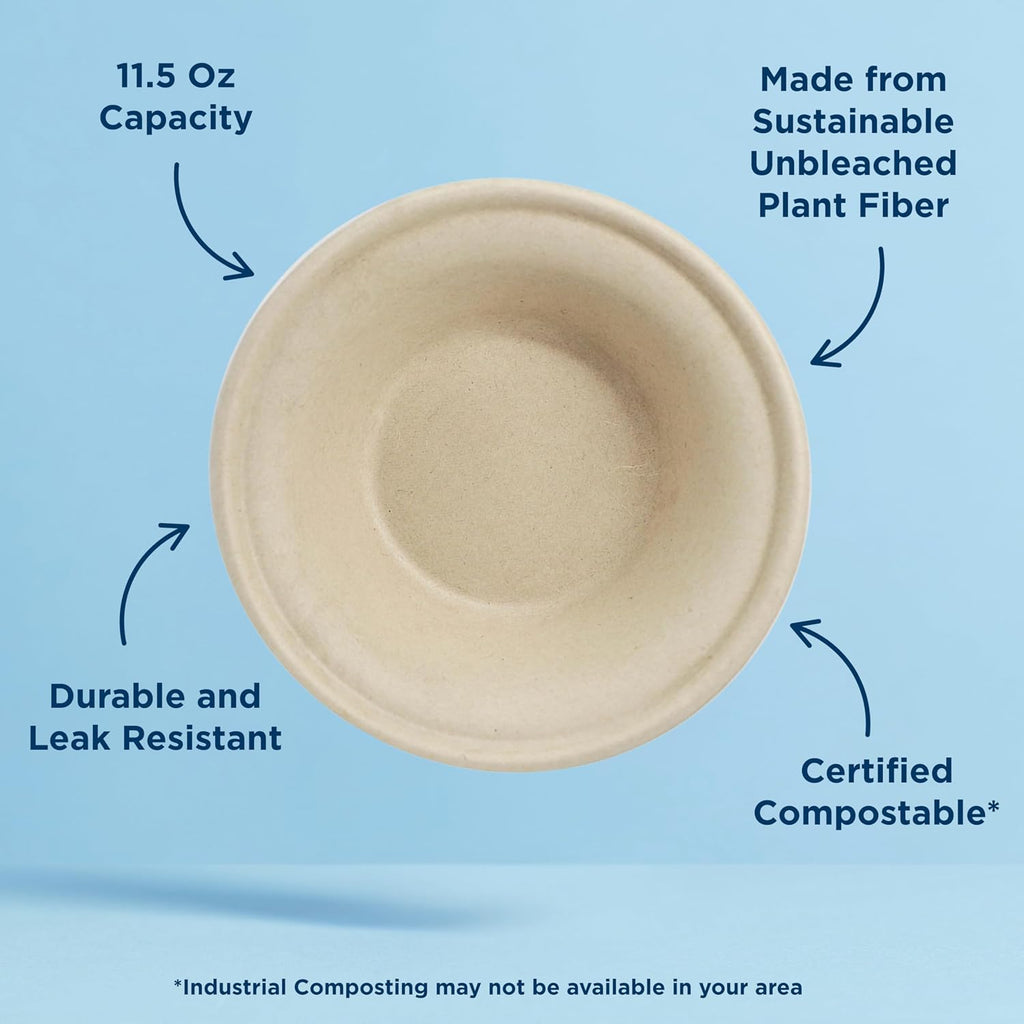 Compostable Paper Bowls, 11.5 Oz (Pack of 20)