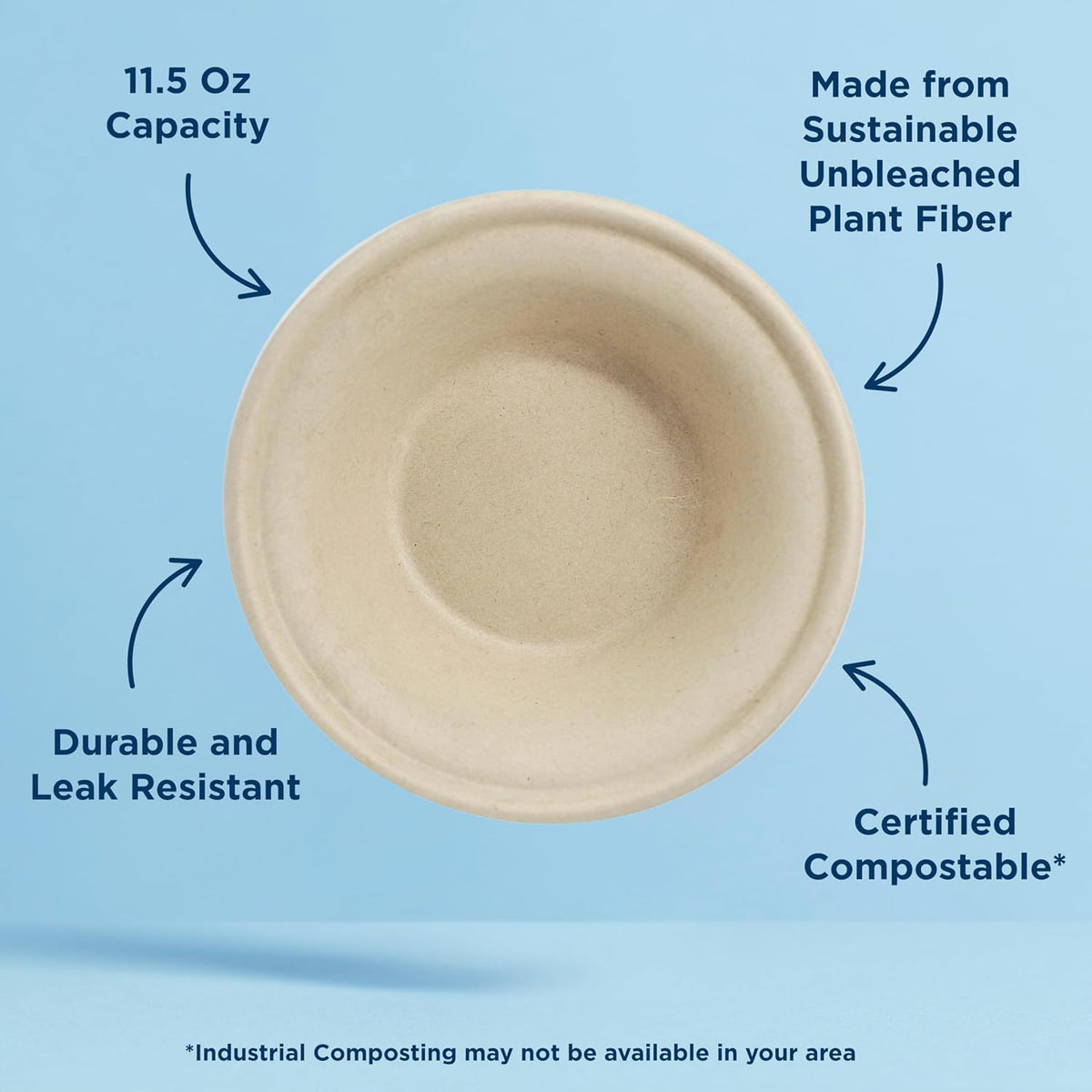 Compostable Paper Bowls, 11.5 Oz (Pack of 20)