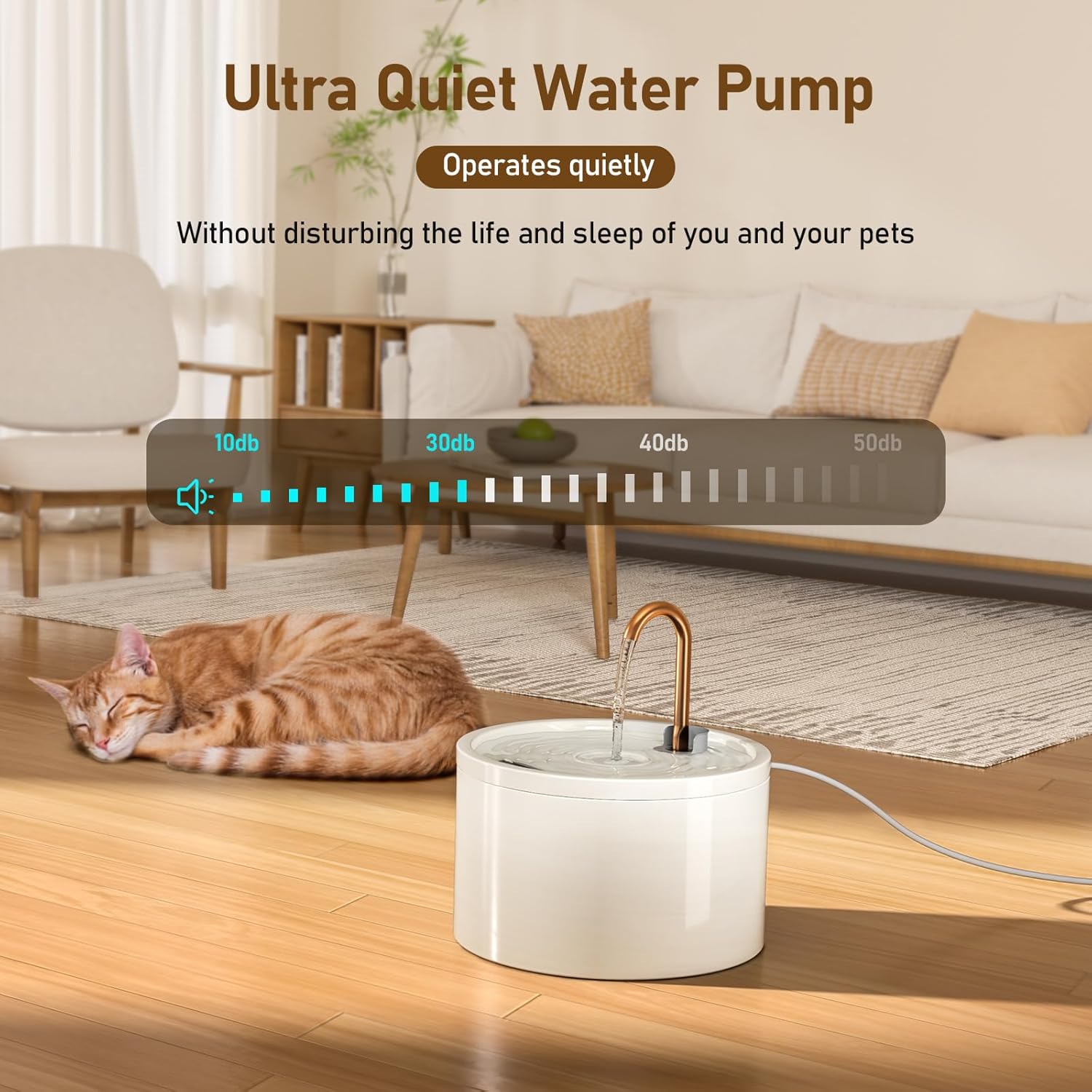 Ceramic Cat Water Fountain, 2.1L/71oz Ceramic Cat Fountain, Automatic Ceramic Water Fountain for Cats, Pet Water