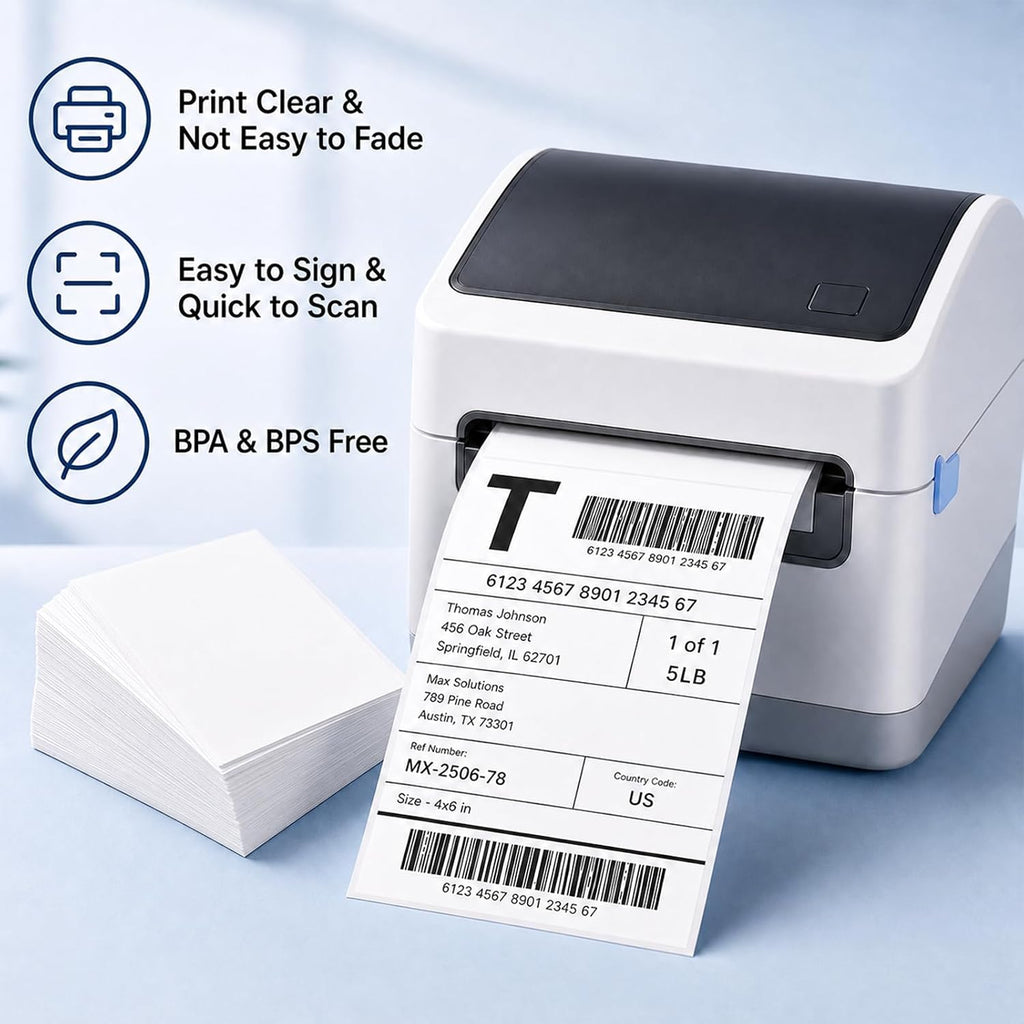 4x6 Direct Thermal Shipping Labels, Compatible with Thermal Printers, for Shipping, Mailing, Small Business (200)