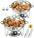 Chafing Dishes for Buffet, 2 Pack 5QT Round Stainless Steel Chafing Dish Set, Food Warmers for Parties Buffet for
