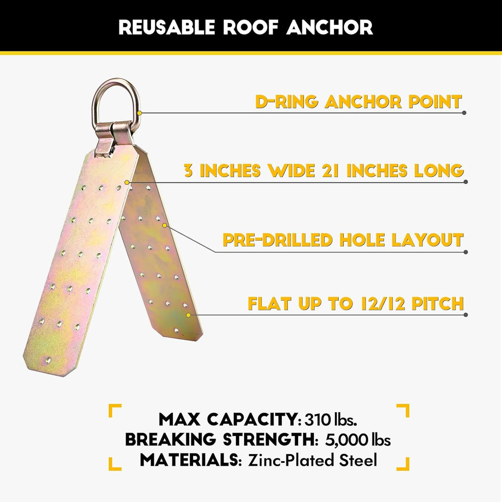 50ft Roofer's Safety Bucket Kit – Warthog Pass-Thru Safety Harness, Reusable Roof Anchor, and 50ft Vertical Lifeline