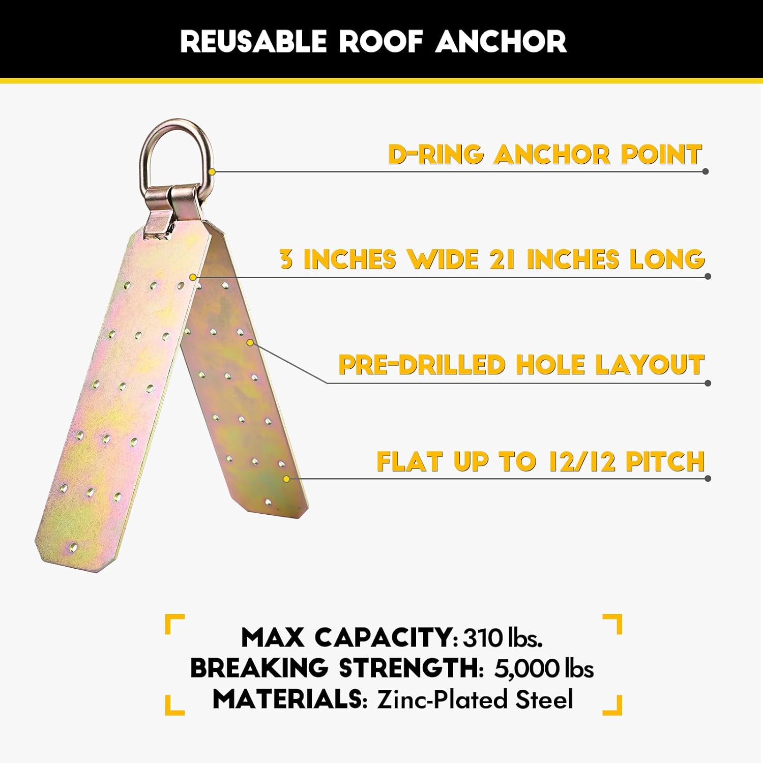 50ft Roofer's Safety Bucket Kit – Warthog Pass-Thru Safety Harness, Reusable Roof Anchor, and 50ft Vertical Lifeline