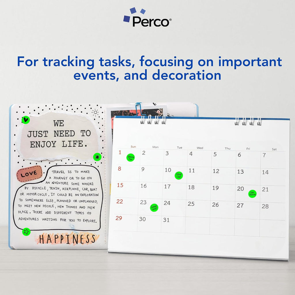 Neon Green Round Circle Dot Sticker 1/2-Inch Labels with Perforation for Easy Tear-Off, 3,000/Roll—Events, Checklists