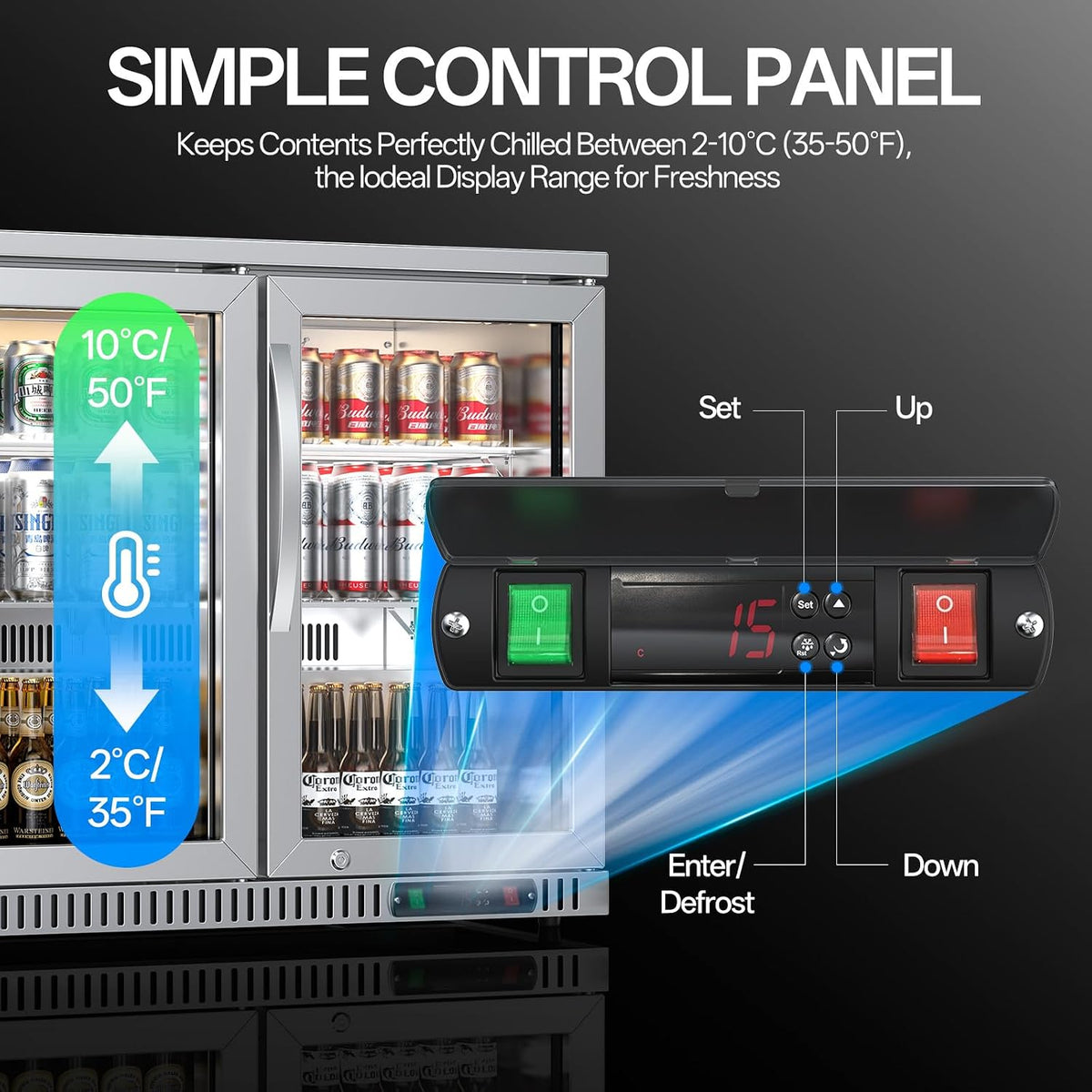 3-Glass Door Back Bar Cooler, 11.48 Cu.Ft Under Counter/Freestanding