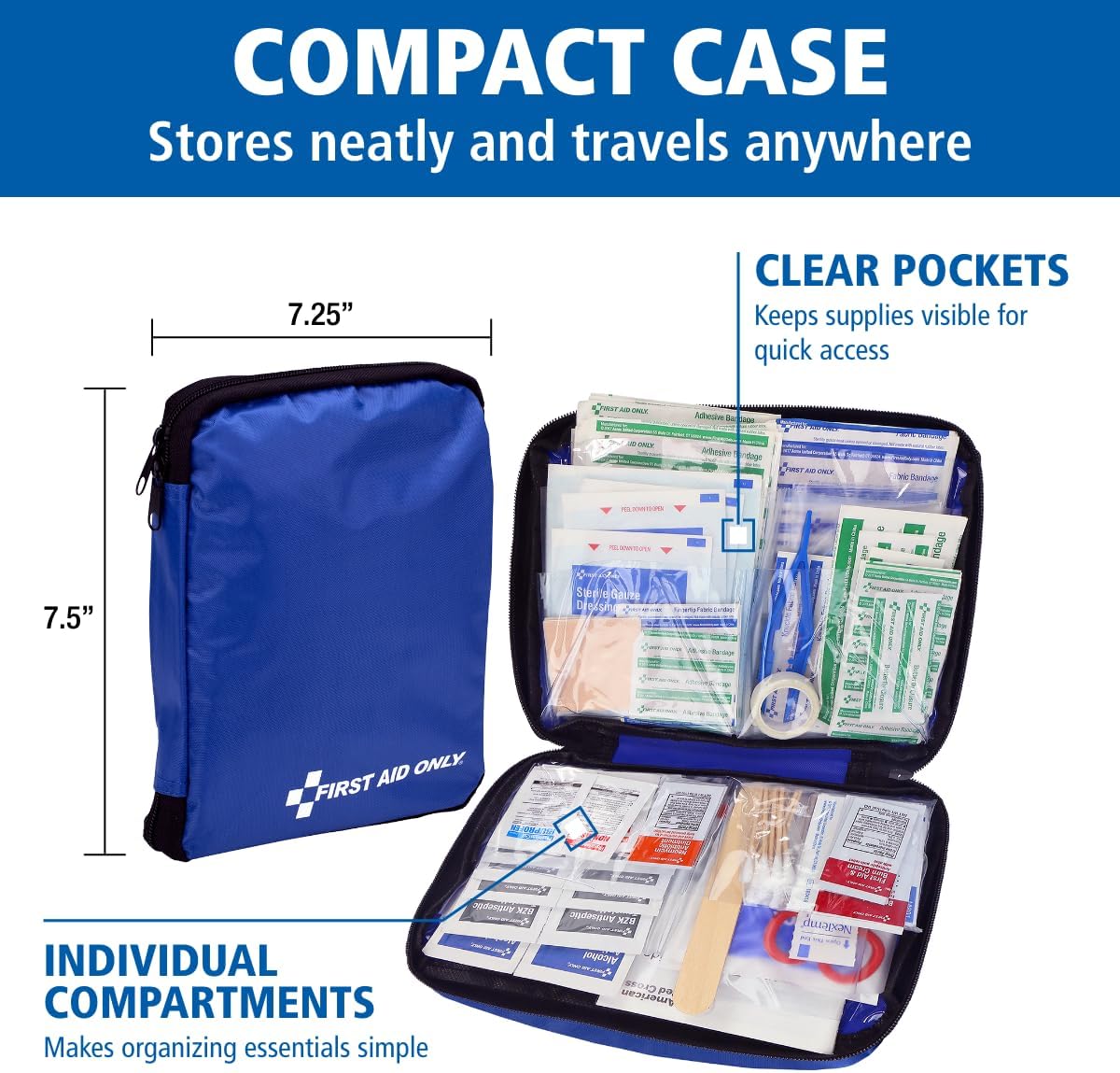 298 Piece All-Purpose Emergency First Aid Kit for Home, Office, Car, Apartment, Dorm, and Camping, Travel-Friendly