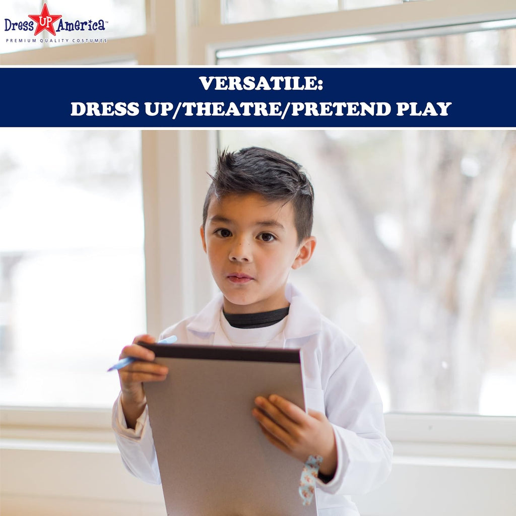 Kids Lab Coat – White Doctor Costume for Boys & Girls – STEM Play Dress-Up for Scientists & Doctors