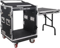 Enhanced 1/2" (12mm) Plywood 12U PA DJ Rack/Road Case with 11U Slant Mixer Top, 20’’ Rackable Depth, DJ Work Table