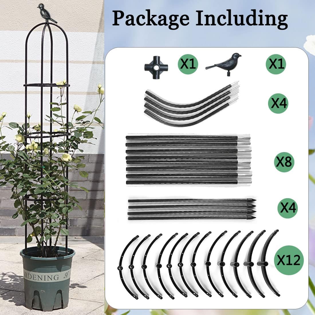 Garden Trellis,Tomato Cage for Climbing Plants Outdoor, Plants Trellis Support for Climbing Vines, Plant Support for