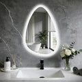 16x24 LED Bathroom Mirror with Lights Irregular, Lighted Bathroom Vanity Mirror for Wall, Front Lit and Backlight