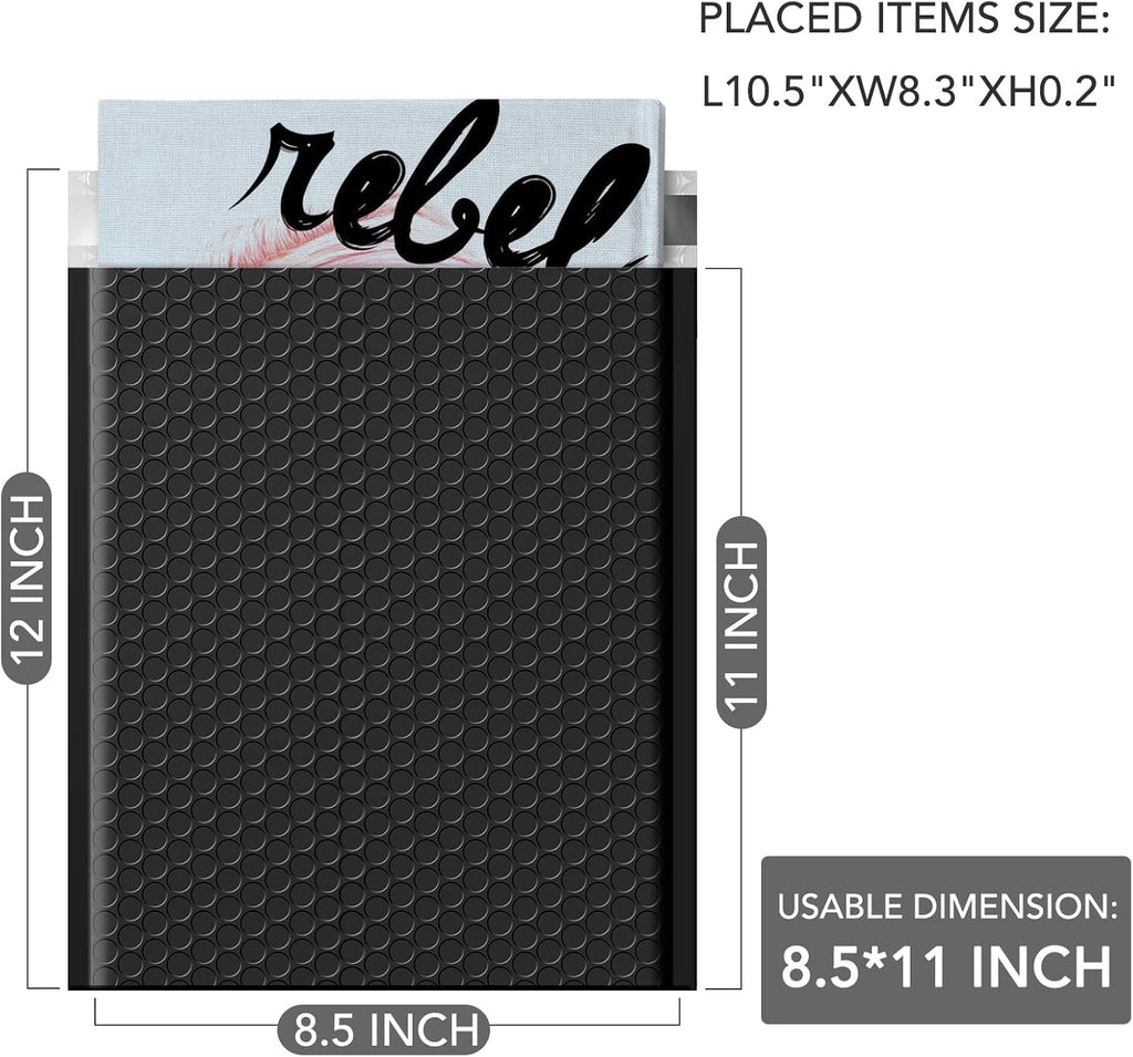 Black Bubble Mailers 8.5x12" 480 Pack Padded Envelopes Self Seal