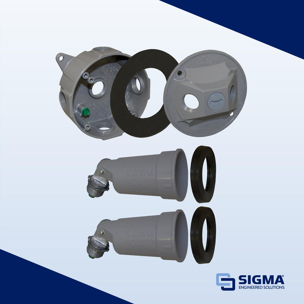 Sigma 16795 Weatherproof Metal Round Floodlight Kit, Gray