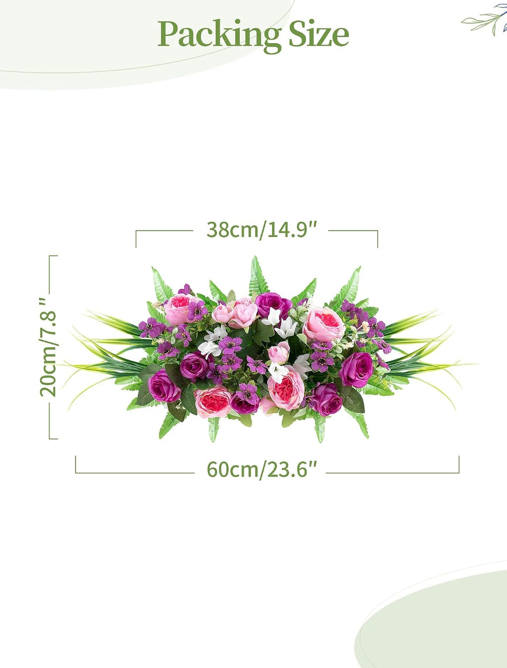 Artificial Cemetery Flowers with Stake: Pink Purple Grave Decor