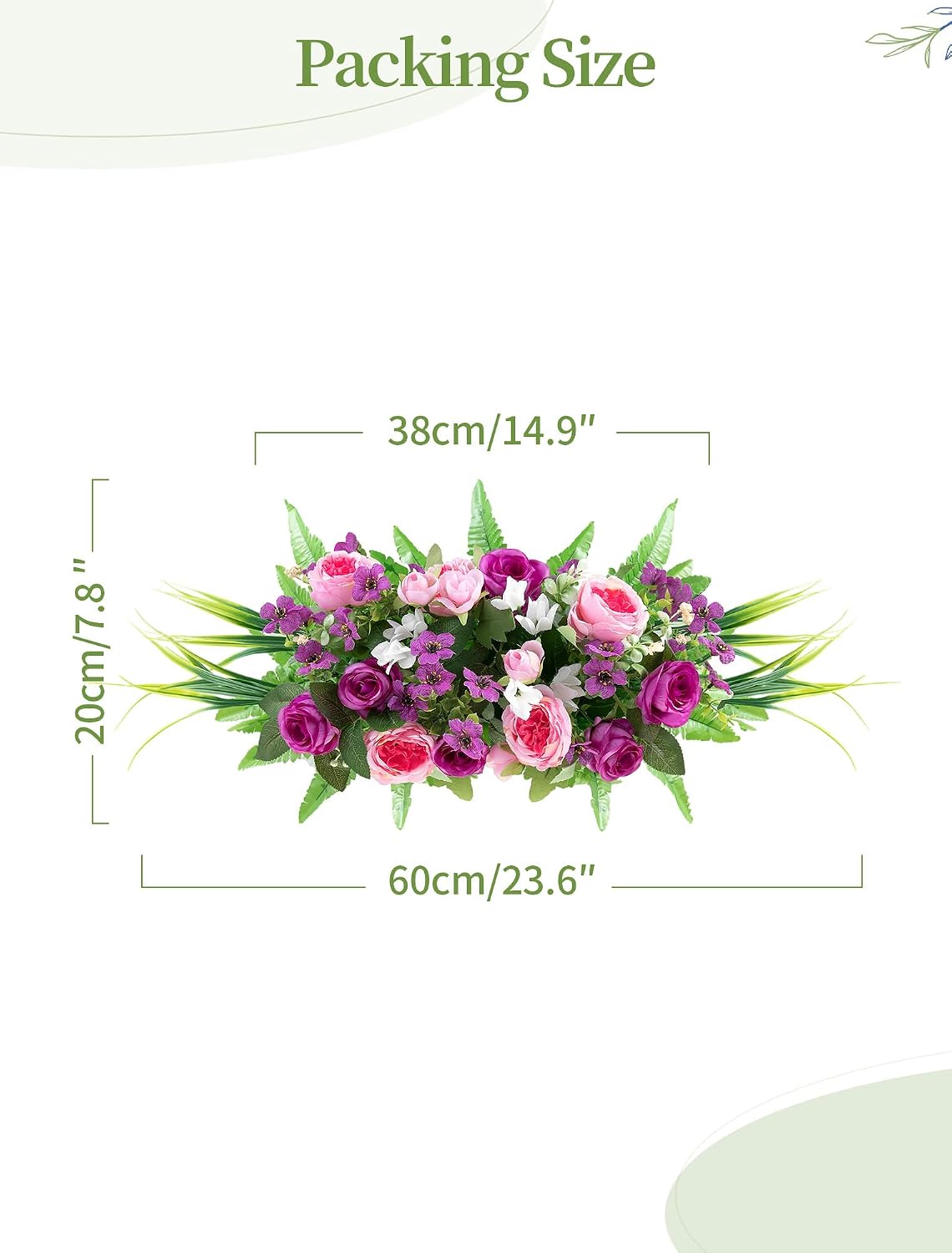 Artificial Cemetery Flowers with Stake: Pink Purple Grave Decor
