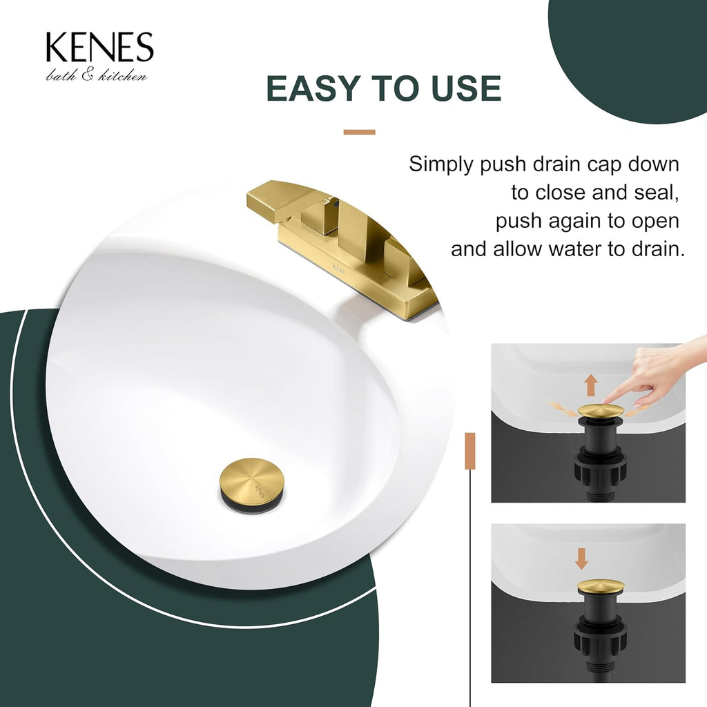 Pop Up Bathroom Sink Drain Without Overflow Brushed Gold Pop Up Drain | Bathroom Vanity Sink Drain Assembly, Built-in