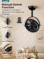 10" Small Wall Mount Fan with Remote Plug in Cord, Black