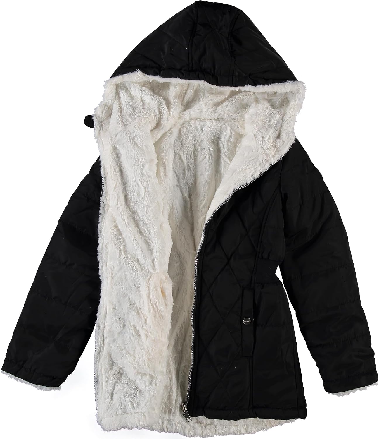 DKNY Girls Jacket, Reversible Quilted Puffer Coat, Sherpa Lined Hooded Coat | Two Looks in One Reversible Design