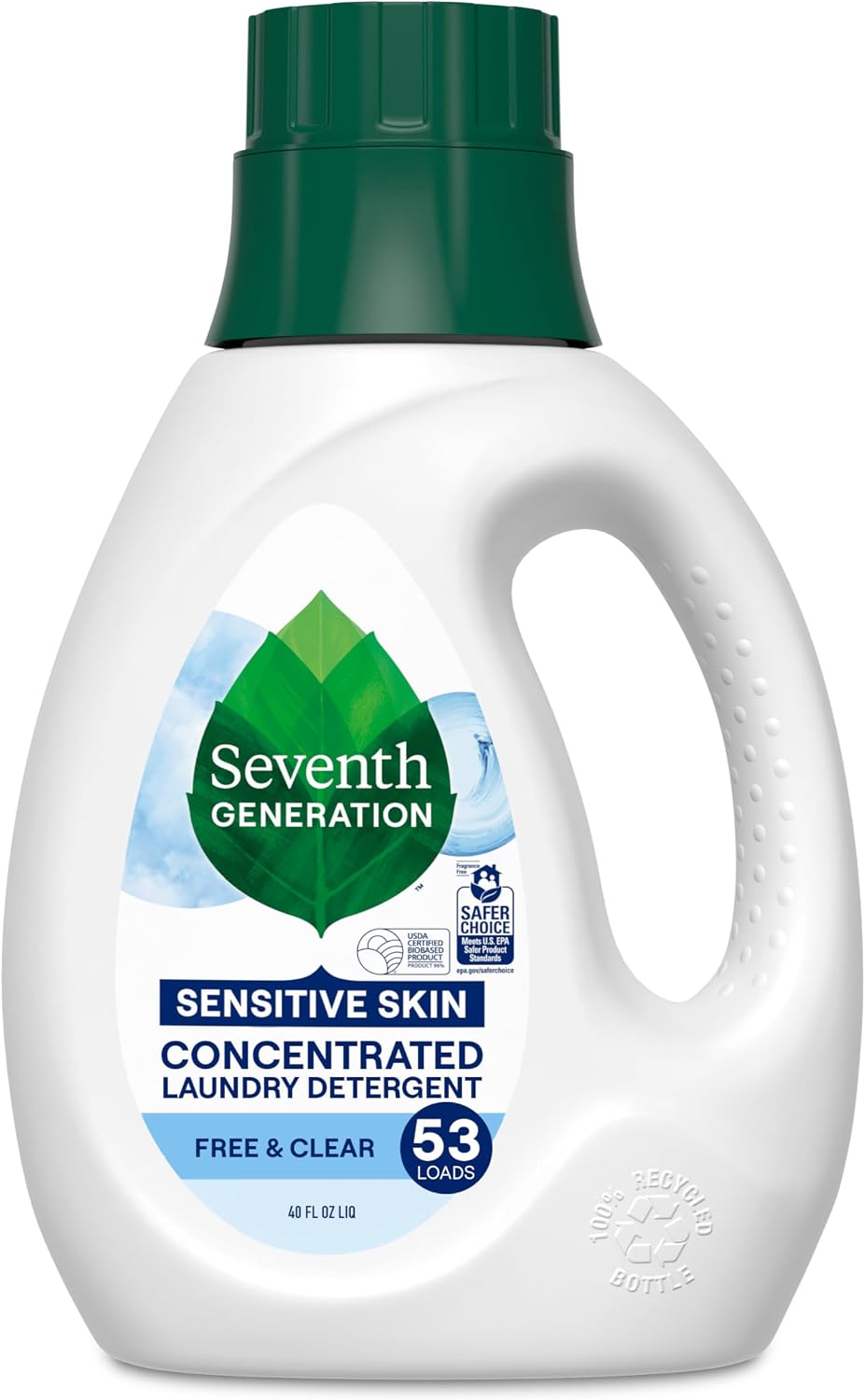 Laundry Detergent, Free & Clear, 40 oz, 53 Loads