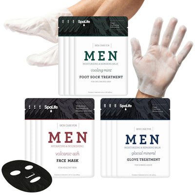 Men's Cooling Mint Hand Moisturizing Gloves, Booties, and Face Masks | Revitalizing & Hydrating Hand Mask for