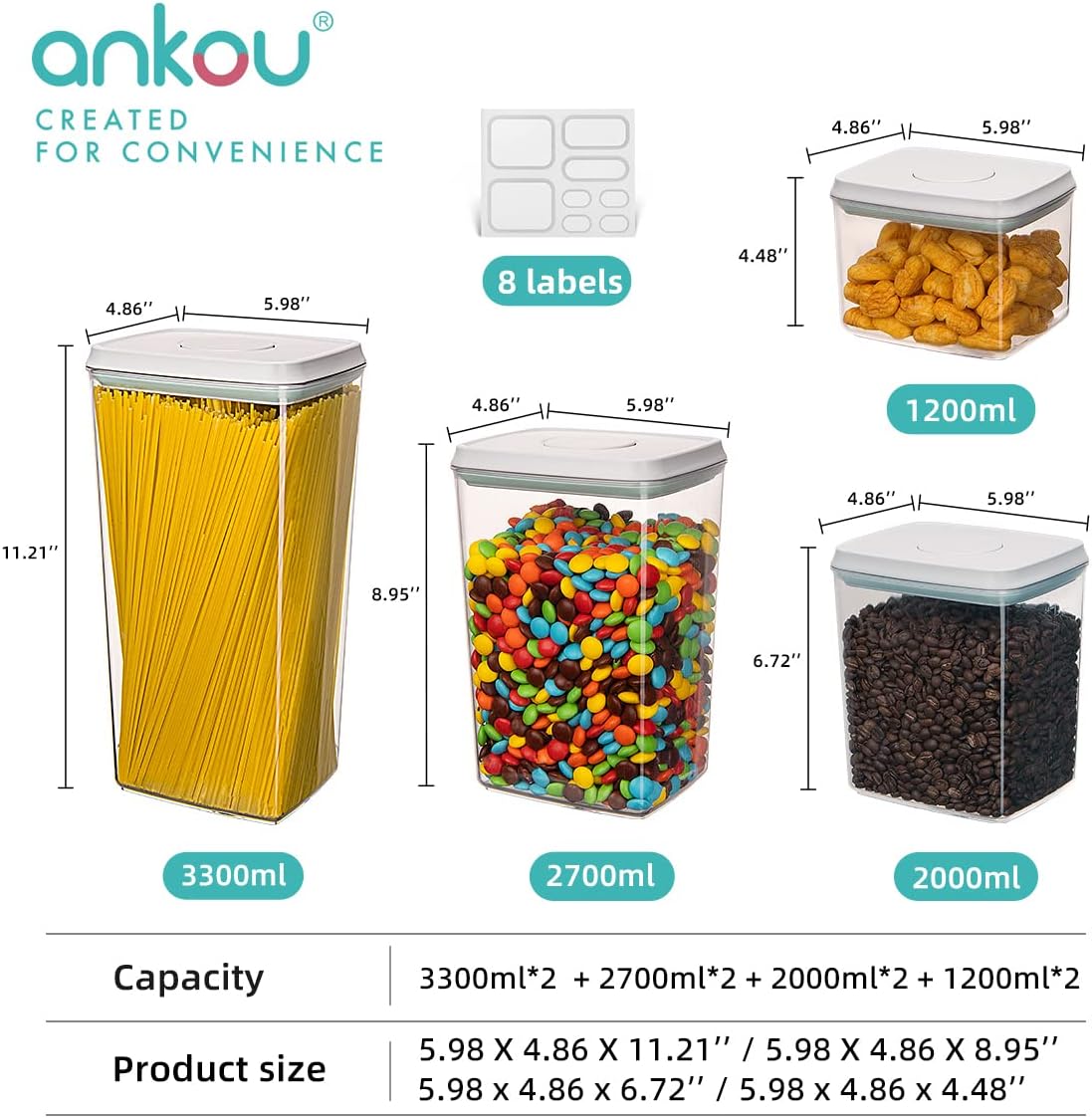 Food Storage Containers Pop Airtight Food Storage Containers with Lids for Kitchen Pantry Organizing Cereal Snack