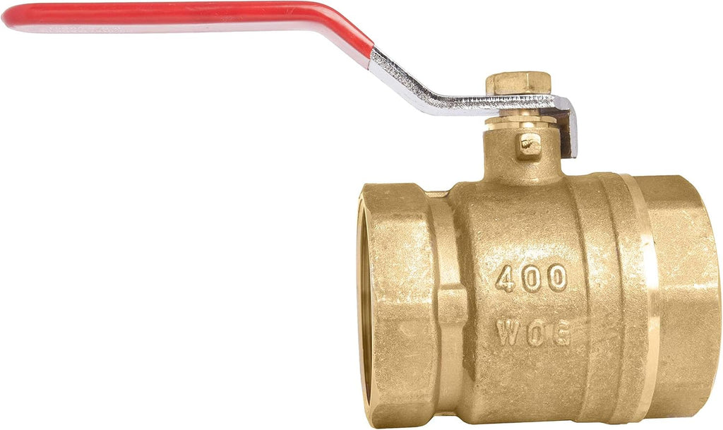 2" Brass Ball Valve - Standard Port 400WOG, w/Red Handle #CBVBR200UPD