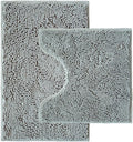 Bathroom Rugs Sets 2 Piece,Super Absorbent Chenille Bath Mats and U-Shaped Toilet Rug,Strong PVC Non Slip