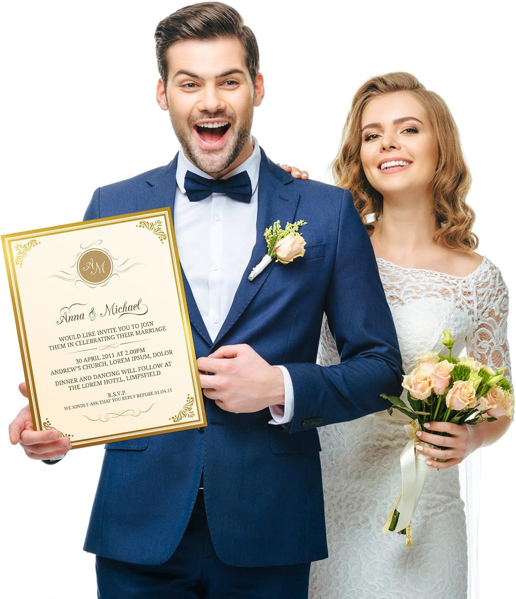 50 Sheets Graduation Award Certificate Papers 8.5 x 11 Inches with Seals, Blank Gold Foil Border Diploma Paper for