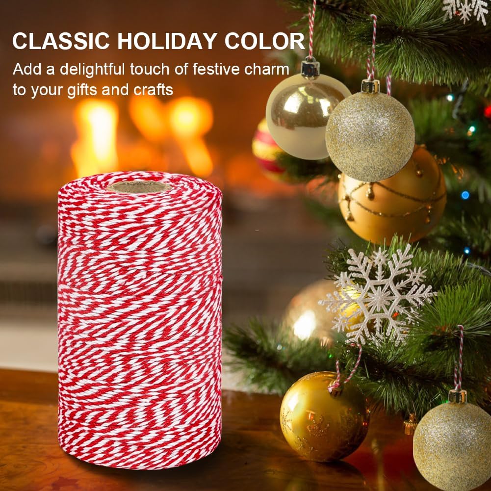 656ft Red White Cotton Bakers Twine for Baking Crafts