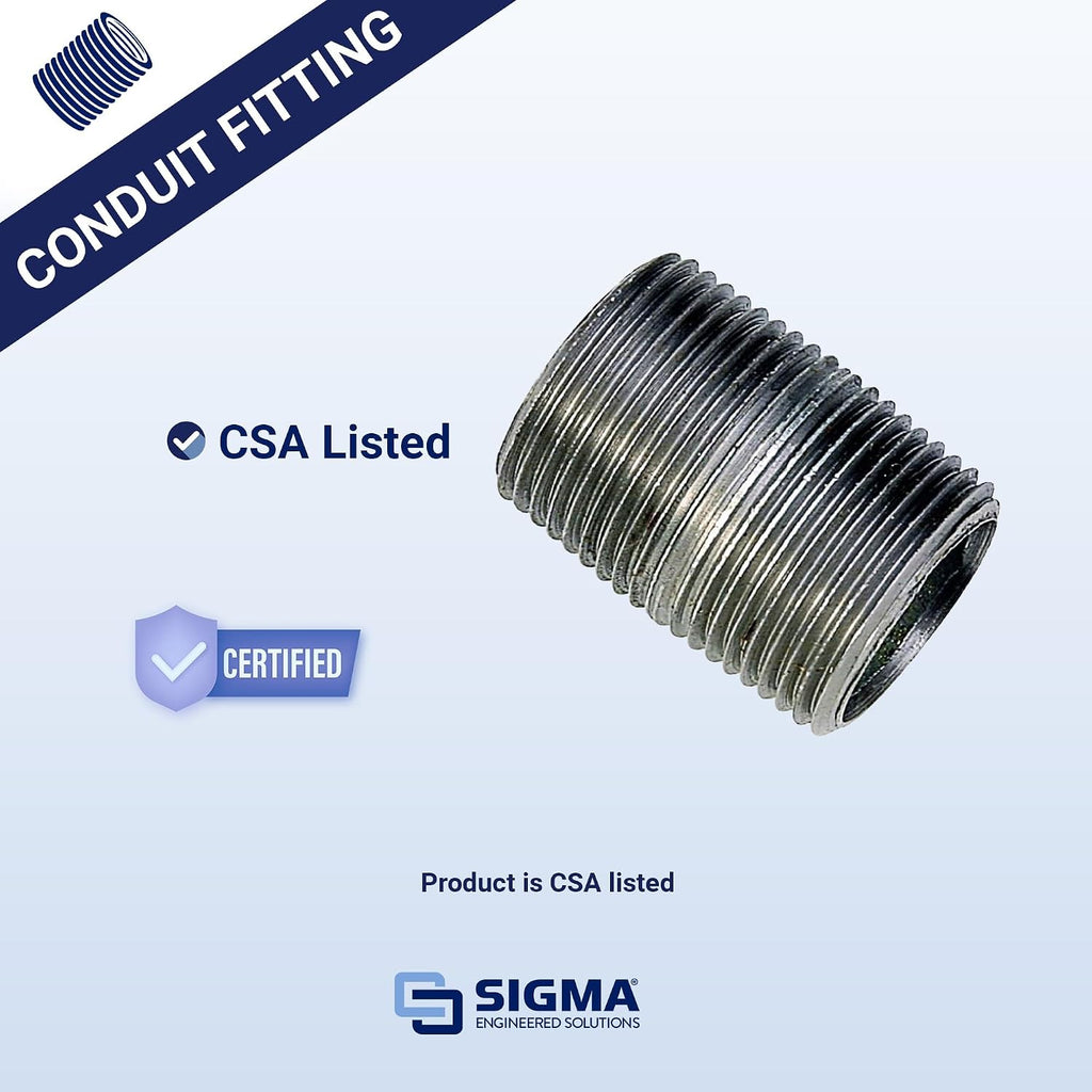 Sigma ProConnex 54300M 2" Rigid Threaded Nipple Conduit Fitting, 1-Pack