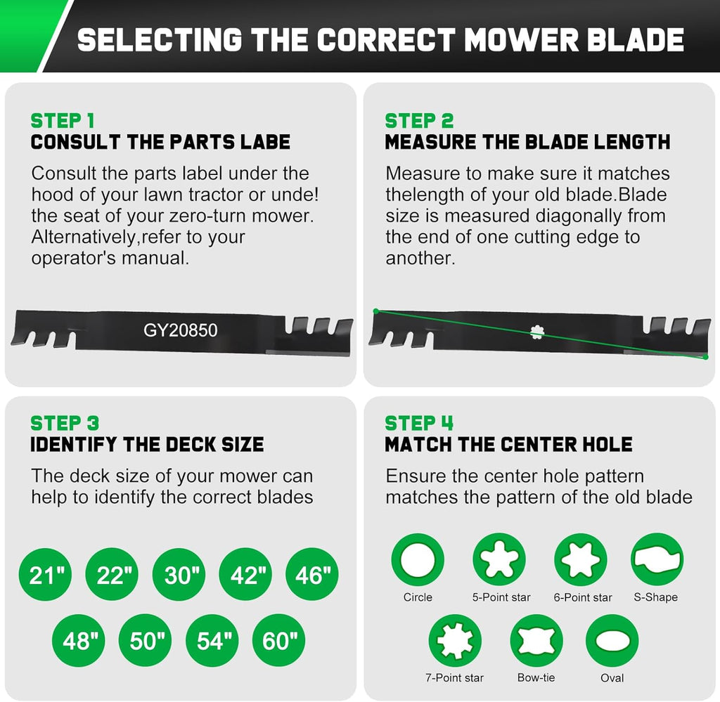 GY20850 Mulching Blades for John D-eere D130 S100 D105 D110 Mower | 7 Star,E100 LA105 D100 E130 E120 D125 E110 LA125