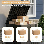 Package Delivery Box, Waterproof Outdoor Container Lockable, Black | 55 Gallon with Lockable Secure,Outdoor Package
