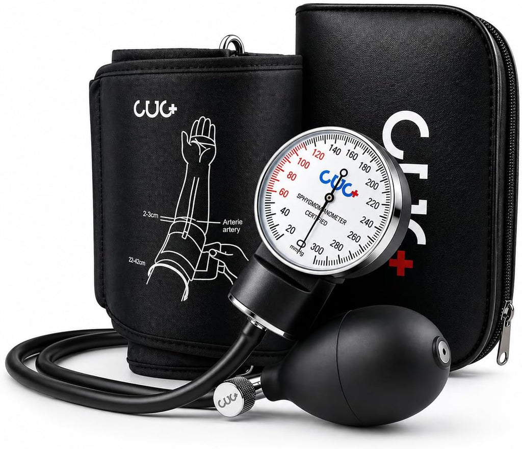 Manual Blood Pressure Cuff, Accurate Measurement (Black) | 9–17 inch D-Ring Arm Cuff, Carrying Case Included