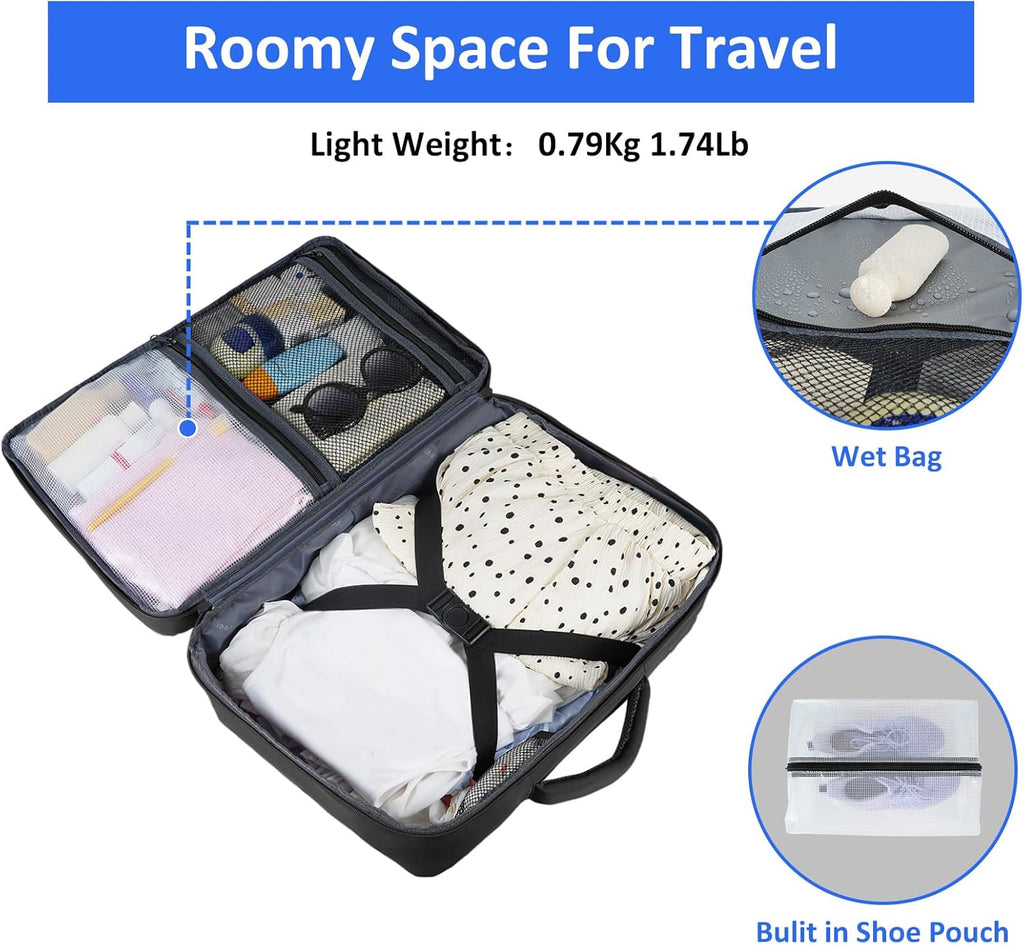 Travel Laptop Backpack for Men Women, Airplane Approved Travel Backpack Suitcase with Water Bottle Pocket